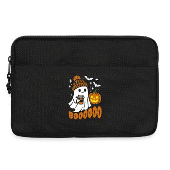 Fantôme avec café, costume d'Halloween - citrouille - Sacoche pour ordinateur portable 13 pouces - noir - Devant