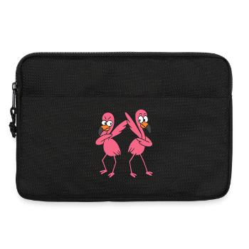 Deux drôles de flamants roses dansants, de girafes dépiandantes - Sacoche pour ordinateur portable 13 pouces - noir - Devant