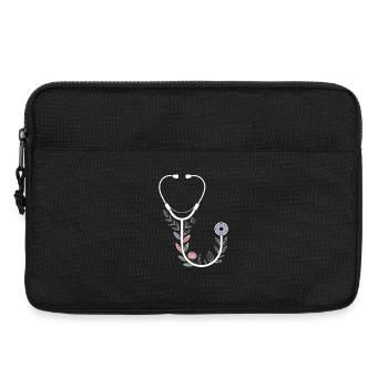 Blumenmotiv mit medizinischem Stethoskop - Laptoptasche 13" - Schwarz - Vorne