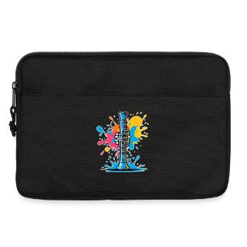 Lebendige Klarinetten Illustration Farbspritzern - Laptoptasche 13" - Schwarz - Vorne