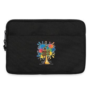 Illustration de trompette vibrante dans un style graffiti - Sacoche pour ordinateur portable 13 pouces - noir - Devant