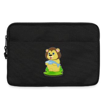 Löwe Angler Fisch Angeln - Laptoptasche 13" - Schwarz - Vorne