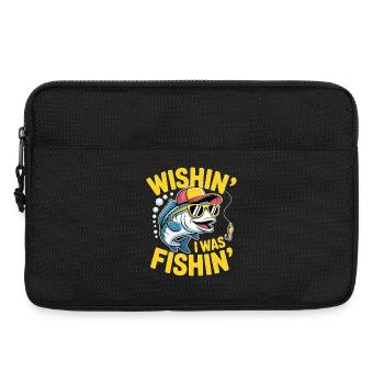 Lustiger Fisch mit Anglerhut und Sonnenbrille - Laptoptasche 13" - Schwarz - Vorne