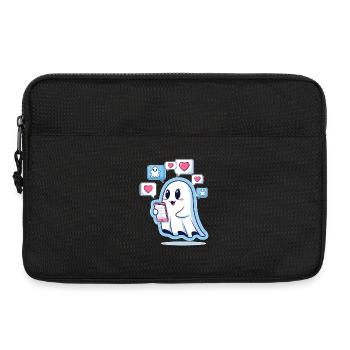 Cute ghost with smartphone - Laptop bag 13" - black - Front