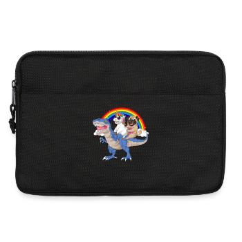 Regenbogen-Dinosaurier mit Einhorn und Mopsfahrt - Laptoptasche 13" - Schwarz - Vorne