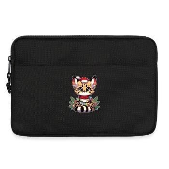 Weihnachten Lichterkette Serval Katze - Laptoptasche 13" - Schwarz - Vorne