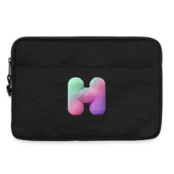 Letter H in pastel fur look and color gradient - Laptop bag 13" - black - Front