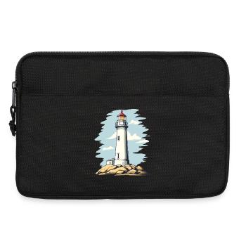 Lighthouse on the rock coastal motif - Laptop bag 13" - black - Front