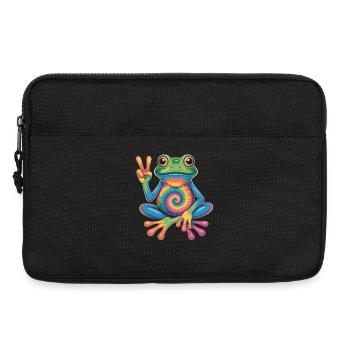 Frog Hippie Tie-Dye Peace Sign - Laptop bag 13" - black - Front
