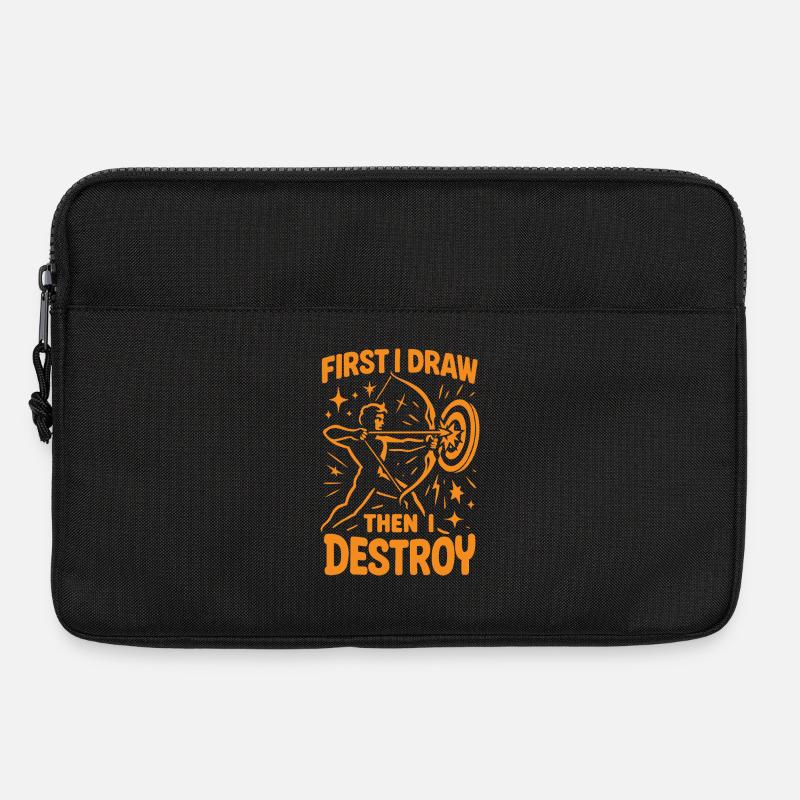 Erst Ziehe Ich, Dann Zerstöre Ich Bogenschießen - Laptoptasche 13" - Schwarz