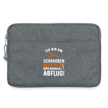 Ich bin am Schrauben, keine Tips, Bier bringen - Laptoptasche 13" - Grau meliert - Vorne