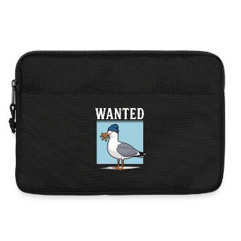 Illustration d'une mouette avec des frites et un bonnet - Sacoche pour ordinateur portable 13 pouces - noir - Devant