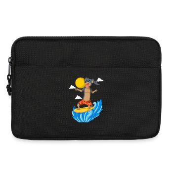 Surfing Dachshund in Summer Attire - Laptop bag 13" - black - Front