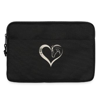 Conception de silhouette de cœur et de cheval - Sacoche pour ordinateur portable 13 pouces - noir - Devant