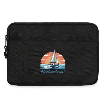 Illustration d'une aventure en voilier au coucher du soleil - Sacoche pour ordinateur portable 13 pouces - noir - Devant