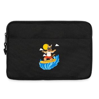 Surfing German Shepherd Dog - Laptop bag 13" - black - Front