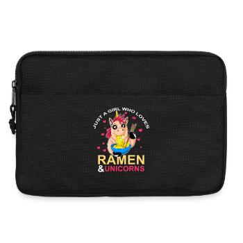 Ramen und Einhörner Mädchen lieben - Laptoptasche 13" - Schwarz - Vorne