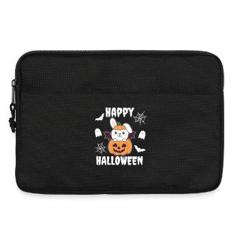 Lapin Happy Halloween Citrouille Chauve-souris - Sacoche pour ordinateur portable 13 pouces - noir - Devant