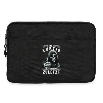 Motif de dicton « Crâne Faucheuse Tu es drôle » - Sacoche pour ordinateur portable 13 pouces - noir - Devant