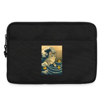 Katzen im Wellenmeer mit Enten - Laptoptasche 13" - Schwarz - Vorne