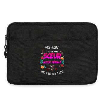 Sœur Géniale Humour Fleurs Et Cœur - Sacoche pour ordinateur portable 13 pouces - noir - Devant