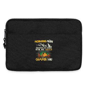 Camper Camping Wohnwagen Spruch - Laptoptasche 13" - Schwarz - Vorne