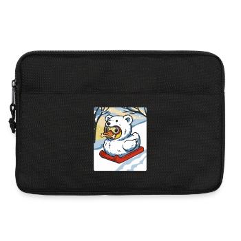 Winter Snowmobile with Talking Duck Bear Costume - Laptop bag 13" - black - Front