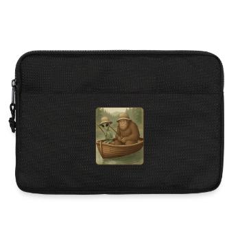 Pêche, Pêcheur, Pêcheur, Pêche, Bigfoot, Alien - Sacoche pour ordinateur portable 13 pouces - noir - Devant