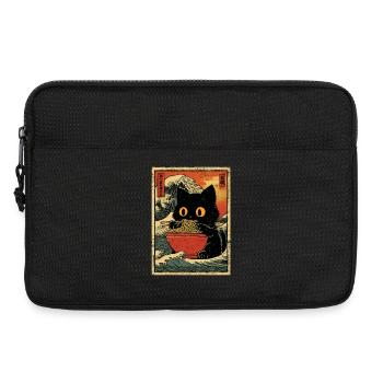 Japon Cat Ramen Nouilles Motif Vague Rétro - Sacoche pour ordinateur portable 13 pouces - noir - Devant