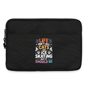 Chat de patinage sur glace Cadeau de patin à glace amusant - Sacoche pour ordinateur portable 13 pouces - noir - Devant