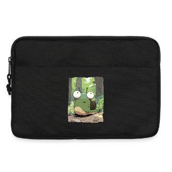 Escargot de dessin animé avec de grands yeux dans la forêt - Sacoche pour ordinateur portable 13 pouces - noir - Devant