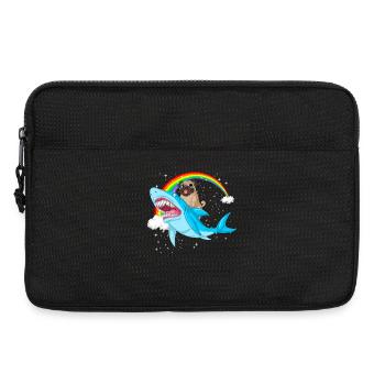 Mops reitet Hai Regenbogen - Laptoptasche 13" - Schwarz - Vorne