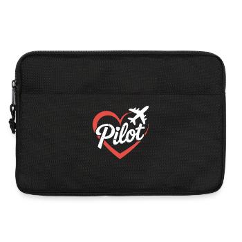 Heart and Airplane Pilot Design - Laptop bag 13" - black - Front