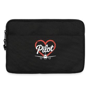 Herz Flugzeug Pilot - Laptoptasche 13" - Schwarz - Vorne
