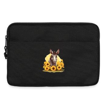 Âne joueur aux tournesols - Sacoche pour ordinateur portable 13 pouces - noir - Devant