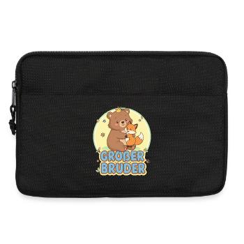 Conception mignonne d’ours et de frère renard - Sacoche pour ordinateur portable 13 pouces - noir - Devant