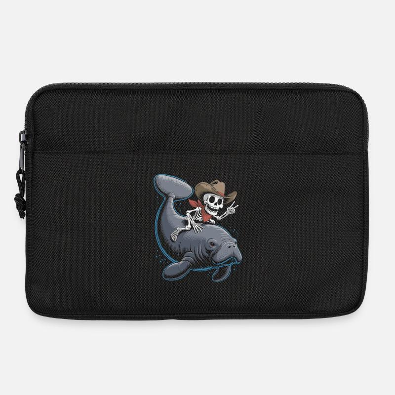 Skeleton cowboy riding manatee - Laptop bag 13" - black
