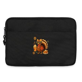 Turkey Drinking Coffee Bow Thanksgiving Day Idea - Laptop bag 13" - black - Front