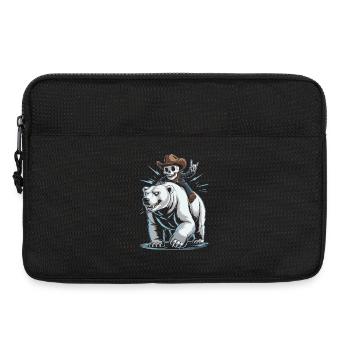 Skeleton Cowboy Riding Polar Bear - Laptop bag 13" - black - Front