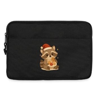 Christmas raccoon with cookies - Laptop bag 13" - black - Front