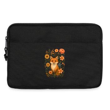 Fuchs mit Blumen Cottagecore - Laptoptasche 13" - Schwarz - Vorne