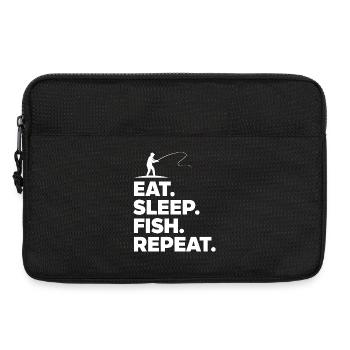 Eat Sleep Fish Repeat Angler Spruch Hobby - Laptoptasche 13" - Schwarz - Vorne