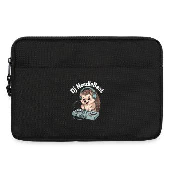 DJ NeedleBeat Igel DJ Mit Kopfhoerern Am Pult - Laptoptasche 13" - Schwarz - Vorne