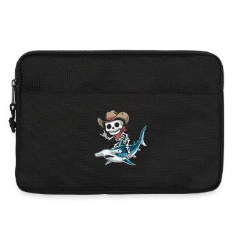 Squelette cow-boy chevauchant requin marteau - Sacoche pour ordinateur portable 13 pouces - noir - Devant