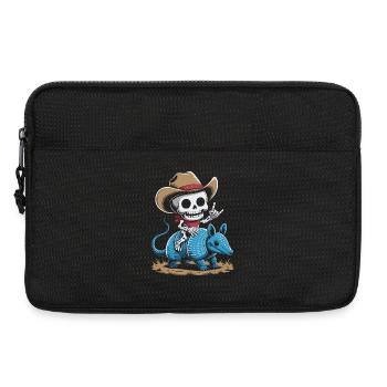 Cowboy squelette chevauchant tatou bleu - Sacoche pour ordinateur portable 13 pouces - noir - Devant
