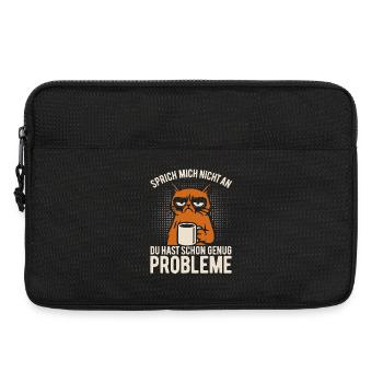 Sprich mich nicht an - mürrische Katze mit Kaffee - Sacoche pour ordinateur portable 13 pouces - noir - Devant