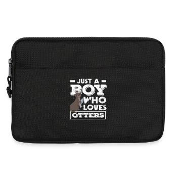 Loutre de mer dessin animé garçon aime loutre graphique - Sacoche pour ordinateur portable 13 pouces - noir - Devant