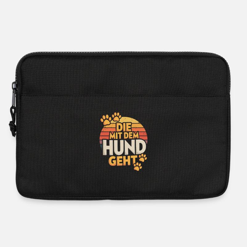  Die Mit Dem Hund Geht Retro Pfoten Hundemama - Laptoptasche 13" - Schwarz