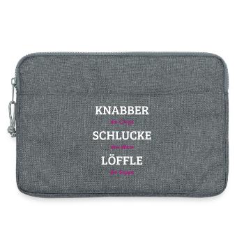 Knabber Chips, Schluck Wein, Löffle Suppe - Laptoptasche 13" - Grau meliert - Vorne