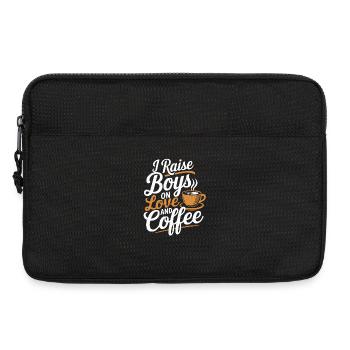 Ich ziehe Jungs mit Liebe und Kaffee auf - Laptoptasche 13" - Schwarz - Vorne